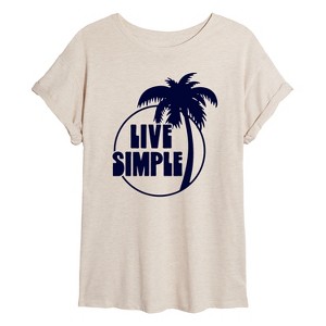 Women's - Instant Message - Live Simple Oversized Graphic T-Shirt - 1 of 4