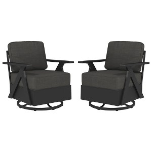 YARDSIGHT 2-Piece Outdoor Swivel Lounge Chairs with Cushions, Patio Aluminum Armchairs with 360-Degree Rotation for Garden, Deck, or Poolside - 1 of 4