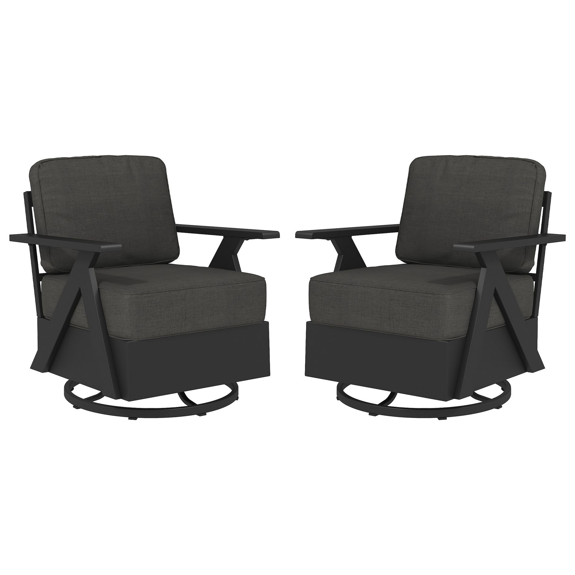 YARDSIGHT 2-Piece Outdoor Swivel Lounge Chairs with Cushions, Patio Aluminum Armchairs with 360-Degree Rotation for Garden, Deck, or Poolside