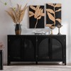 ORRD Mid-Century Modern Sideboard Buffet Cabinet with Rattan Doors, Storage Cabinet for Living Room, Dining Room, Entryway, Black - 2 of 4