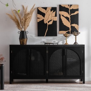 GDFStudio Bevier Mid-Century Rattan Sideboard Buffet Cabinet with Adjustable Shelves - 1 of 4
