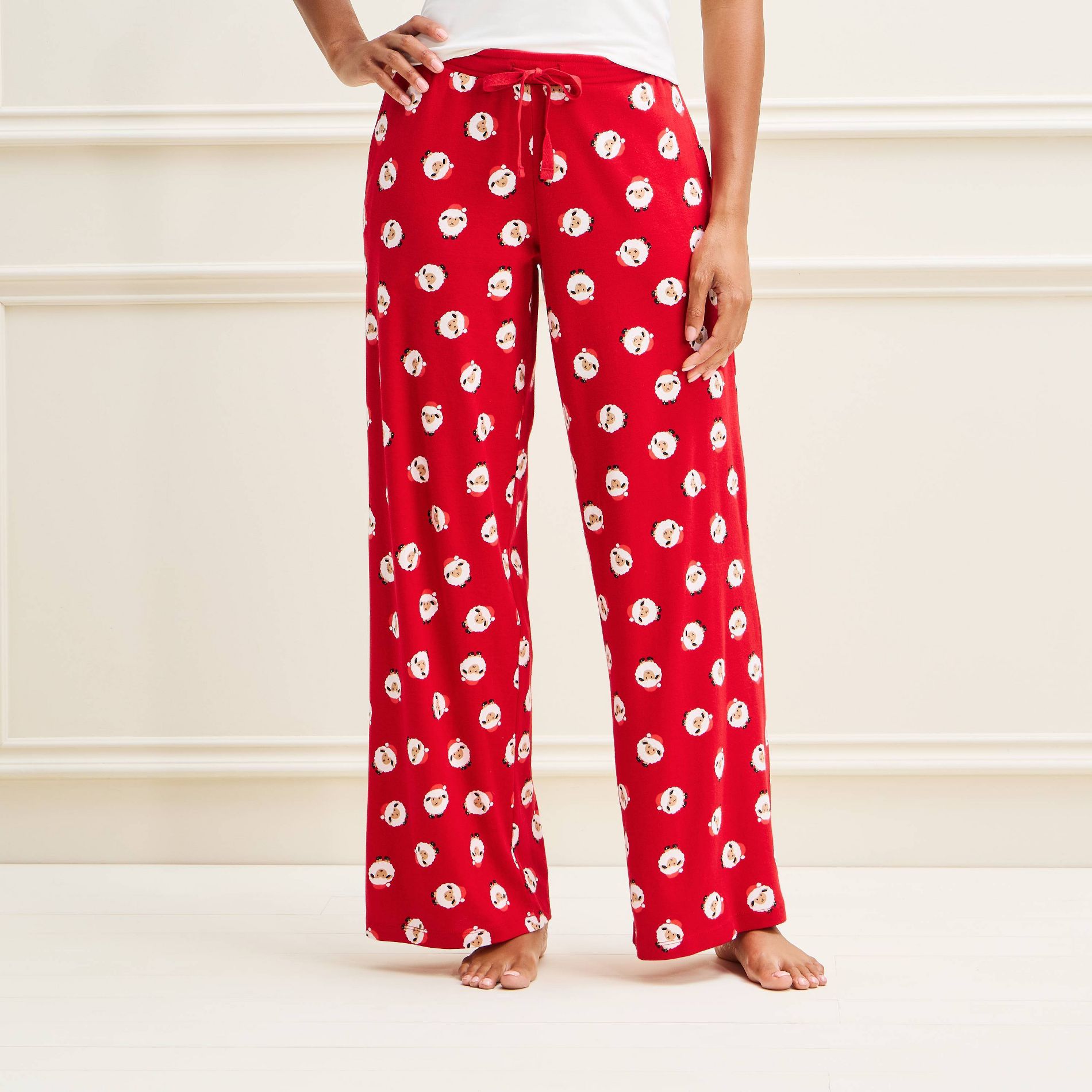 Women's Holiday Sheep Printed Matching Family Cotton Pajama Pants - Wondershop™ Red
