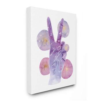 Stupell Industries Purple Watercolor Peace Hand Sign with Abstract Shapes