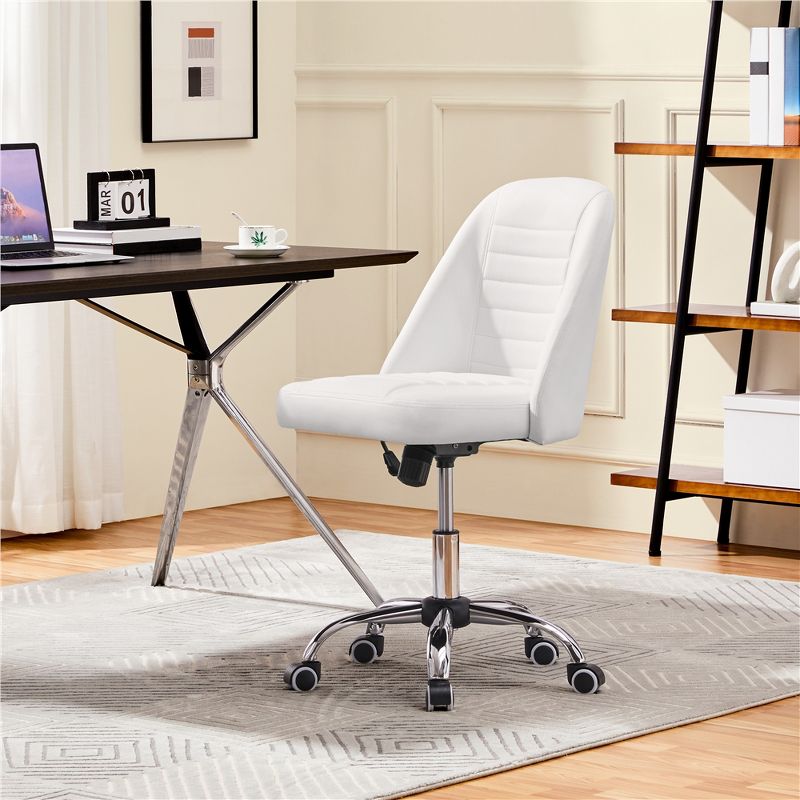 Yaheetech Faux Leather Mid Back Home Office Desk Chair with Chrome-plated Metal Base, 2 of 11