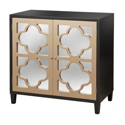 Lifestorey Broadway Cabinet with Mirror Black: Transitional Style, MDF Construction, Adjustable Shelf