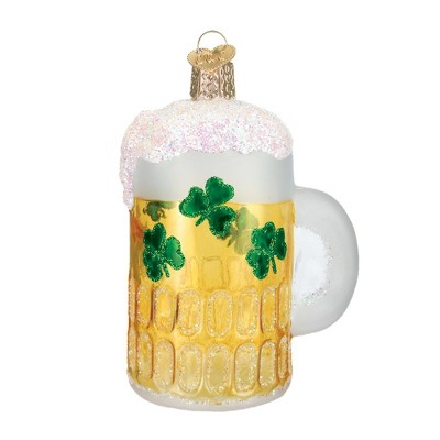 Old World Christmas 3.5" Irish Beer Glass Christmas Ornament - Yellow/White