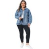 Women's Plus Size Classic Denim Washed Front Long Sleeve Casual Jean Jackets - Agnes Orinda - 3 of 4