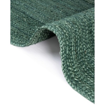 Handmade Green Braided Jute Square Indoor Area Rug