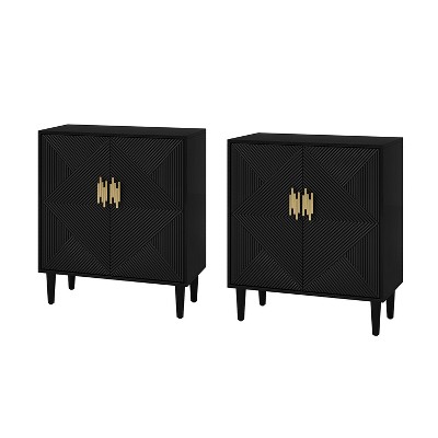 Set of 2 Battista 36'' Tall 2 - Door Adjustable 4 Shelves Accent Storage Cabinet| Karat Home