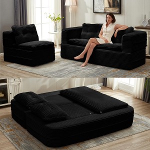 Dolonm 80" Multifunctional Partitioned Sofa bed, Boneless Compression Sofa, Convertible Sofa Set with 2 Seats/1 Chair, No Assembly Required - 1 of 4