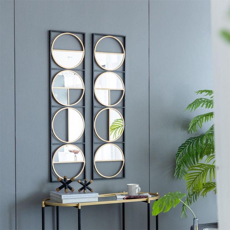 Eclectic Styling Metal Beaded Wall Mirror with Contemporary Design for Bedroom,Liveroom & Entryway-The Pop Home, 3 of 8
