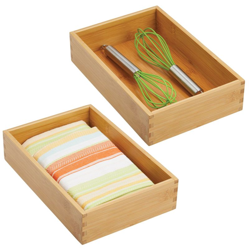 mDesign Stackable Wooden Bamboo Drawer Organizer Tray, 1 of 10