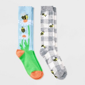 Girls' 2pk 'Bees' Knee High Socks - Cat & Jack™ - 1 of 3