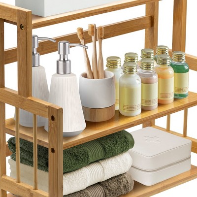 Natural Bamboo 3-Tier Countertop Organizer and Spice Rack