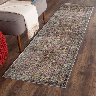 Valencia Grey and Multicolor Synthetic Runner Rug, 2'3" x 12'