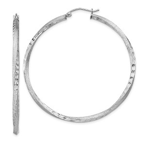 Black Bow Jewelry 2.5mm, Sterling Silver Twisted Round Hoop Earrings, 50mm in Diameter - 1 of 4