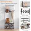 4-in-1 Entryway Hall Tree with Coat Rack, Shoe Bench & Hooks, Industrial Metal Frame Organizer - 3 of 4