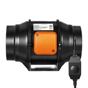 VEVOR Inline Duct Fan, 6-Inch 400 CFM with Variable Speed Controller, Quiet AC-motor Ventilation Exhaust Fan for Cooling Booster, Black - 1 of 4