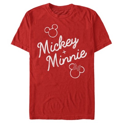 Men's Mickey & Friends Retro Signatures T-shirt - Red - Large : Target