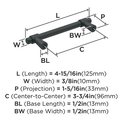 Matte Black Steel Modern Cabinet Bar Pull with Mounting Hardware