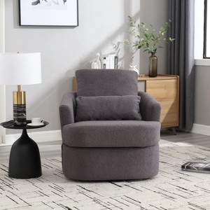 PAGED Comfy Round Swivel Accent Chair 360 Degree Swivel Barrel Chair Modern Arm Chair with Dual Pillow Support for Living Room - 1 of 4