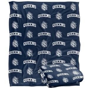 Queens University Of Charlotte Logo Pattern Silky Touch Blanket White 50x60 - 1 of 4