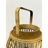 Essential Decor & Beyond 11.8" Natural Bamboo Glass Candle Holder Tabletop Lantern With Metal Handle - 4 of 4