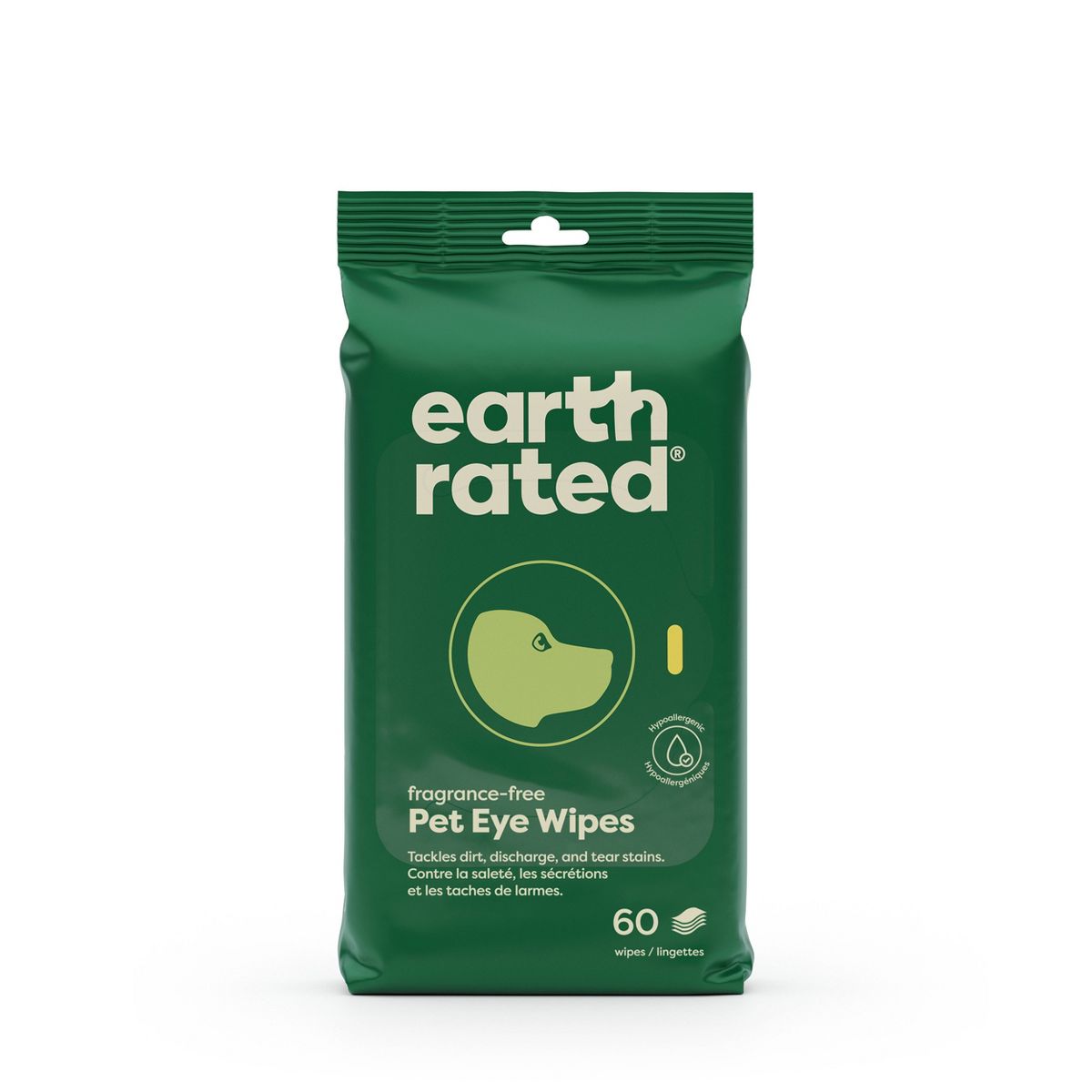 Earth Rated 60ct Unscented Eye Dog and Cat Wipes