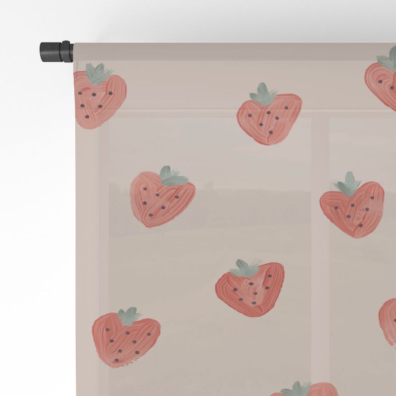 Emanuela Carratoni Strawberries on Pink Single Panel Sheer Window Curtain - Deny Designs, 4 of 7