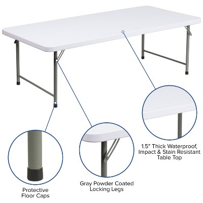 Gray Metal Frame White Plastic Kids Folding Table