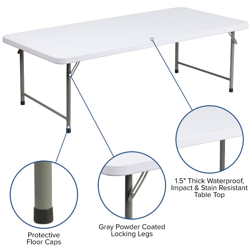 Emma and Oliver 4.93-Foot Kid's Granite White Plastic Folding Activity Table - Play Table, 3 of 10
