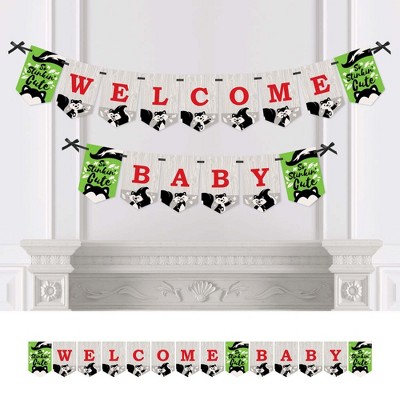 Big Dot of Happiness Little Stinker - Woodland Skunk Baby Shower Bunting Banner - Party Decorations - Welcome Baby