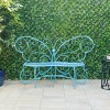 38" x 62" Metal Butterfly Outdoor Bench Blue - Alpine Corporation - 2 of 4