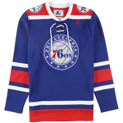 STARTER Mens Philadelphia 76ers Embellished T-Shirt, Blue, Large