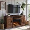 TV Stand with Fireplace for 75 80 Inch TV, 32" Tall Farmhouse Highboy Entertainment Center with Sliding Barn Doors for Living Room - 2 of 4