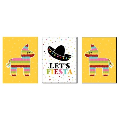 Big Dot of Happiness Let's Fiesta - Pinata Wall Art, Kids Room Decor and Themed Room Home Decorations - 7.5 x 10 inches - Set of 3 Prints