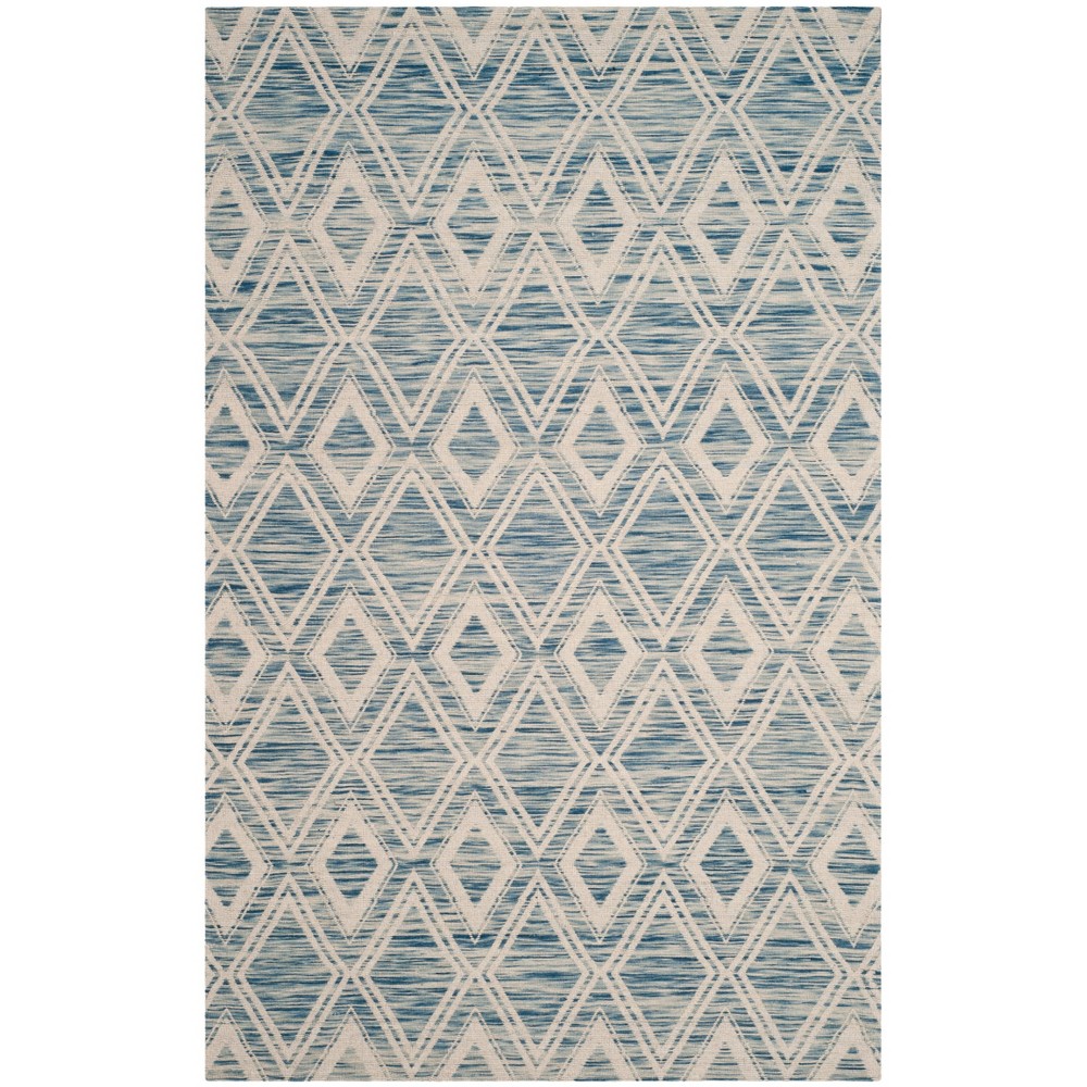 4'x6' Ila Geometric Area Rug Dark Blue/Ivory - Safavieh