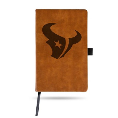 NFL Houston Texans Laser Engraved Brown Leather Padfolio
