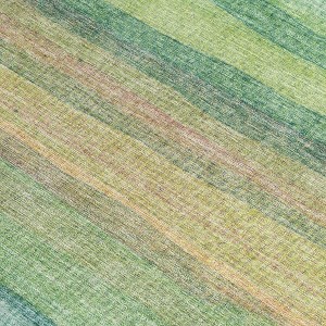 HomeRoots 3' X 5' Artichoke Green Peach And Teal Blue Striped Washable Indoor Outdoor Area Rug - 1 of 4