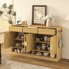 ACEPANO 59.1 in. W Multifunctional Storage Sideboard with 3 Drawers, 4 Doors, Adjustable Shelves & Open Storage Compartments for Dining Room-Natural - 2 of 4