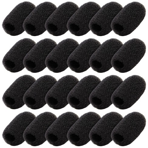 Juvale 24-Pack Mini Black Foam Windscreen for Headset Microphone, Wind  Screen Cover Guard for Lavalier and Lapel Mic, 0.8 In