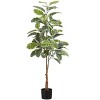 Monarch Specialties Artificial Plant 52 inch Tall Rubber Tree Indoor Faux Fake Floor Greenery Potted Real Touch Decorative Green Leaves Black Pot - 2 of 4