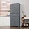 HOMCOM 72" Freestanding Kitchen Pantry Cabinet with 2 Large Double Door Cabinets  and 1 Center Drawer, gray - 2 of 4