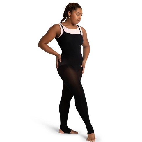 Capezio Black Women's Ultra Soft Stirrup Body Tight, 1x/2x : Target