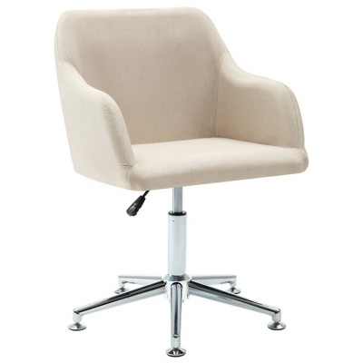 vidaXL Cream Fabric Swivel Dining Chair - Adjustable Height, Ergonomic Design, Comfortable Seating