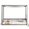 NicBex Twin/Full Size Kids Montessori Bed with Canopy Frame,Floor Bed with Guardrails Design,Toddler bed for Bedroom Playroom,Gray/White/Brown - 4 of 4