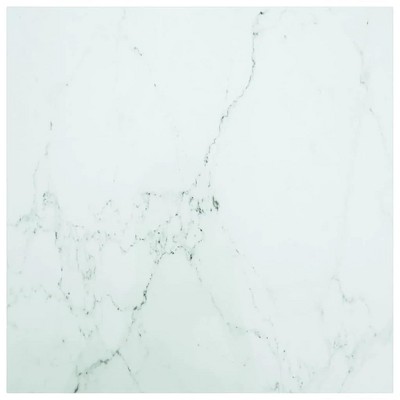 vidaXL Table Top, White 31.5"x31.5" 0.2" Tempered Glass with Marble Design