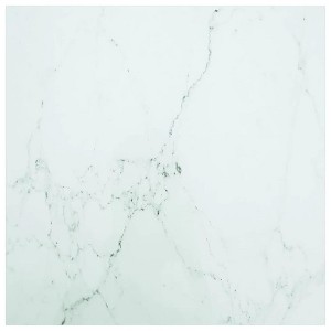 vidaXL Table Top, White 31.5"x31.5" 0.2" Tempered Glass with Marble Design - 1 of 4