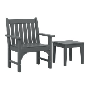 WestinTrends Outdoor Patio 2-Piece HDPE Adirondack Garden Chair with Square Adirondack Side Table Set - 1 of 4