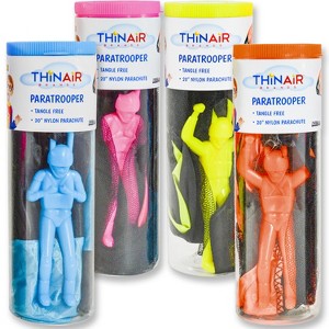 Flight Line Paratrooper Toys 4pk | 20" Tangle-Free Parachute Figures Kids 3+ - 1 of 4